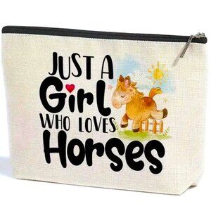 Cosmetic Bag Makeup Just a Girl Who Loves Horses Clutch Pouch Travel Storage New